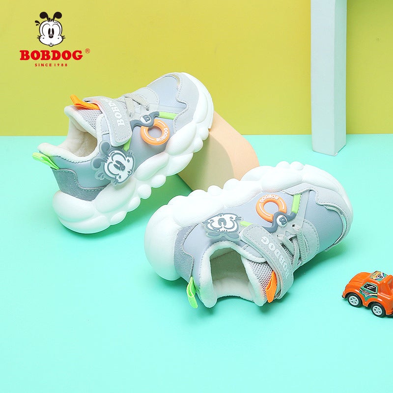 Bobdog Fleece-Lined Baby Shoes Toddler Shoes 2023 Winter Girls' Soft Bottom Non-Slip Warm Two-Cotton Shoes - Image 4