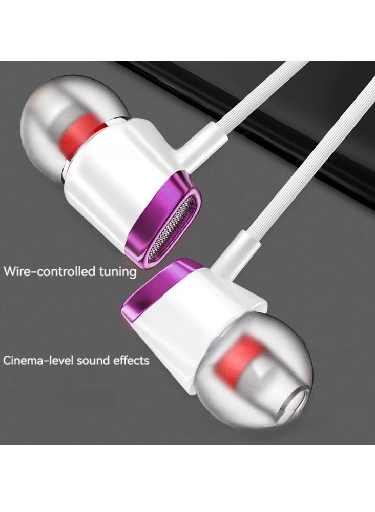 In-ear sports headphones wired with microphone high quality earplugs (white and pink)  - Image 5