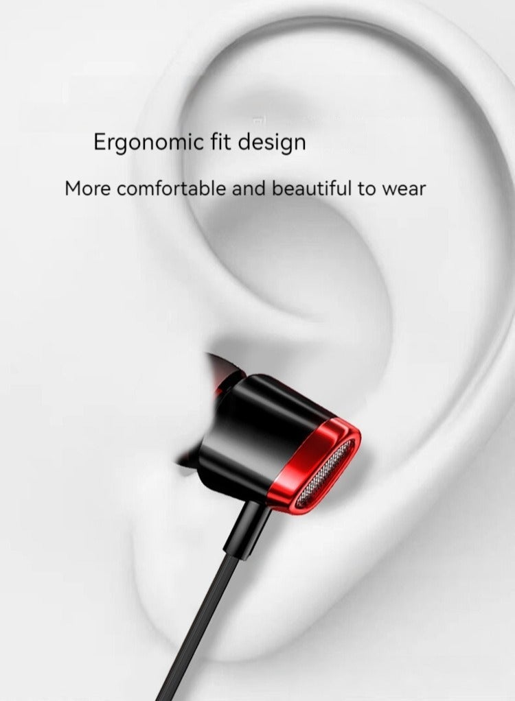 In-ear sports headphones wired with microphone high quality earplugs (white and pink)  - Image 4