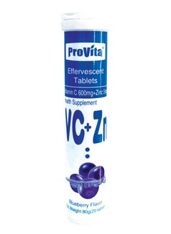ProVita PROVITA VITAMIN C With ZINC 600 MG + ZINC 5 MG 20 EFFERVESCENT TABLETS  - Image 1