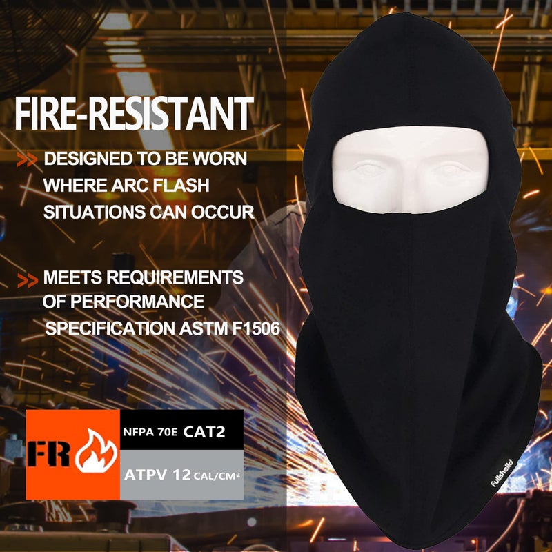 Fullsheild FR Face Mask Flame Resistant Balaclava FR Face Mask for Men Cotton Welding Balaclava Arc Rated NFPA2112 CAT2 Cover Welding Hood 1 Pack Black One Size - Image 4