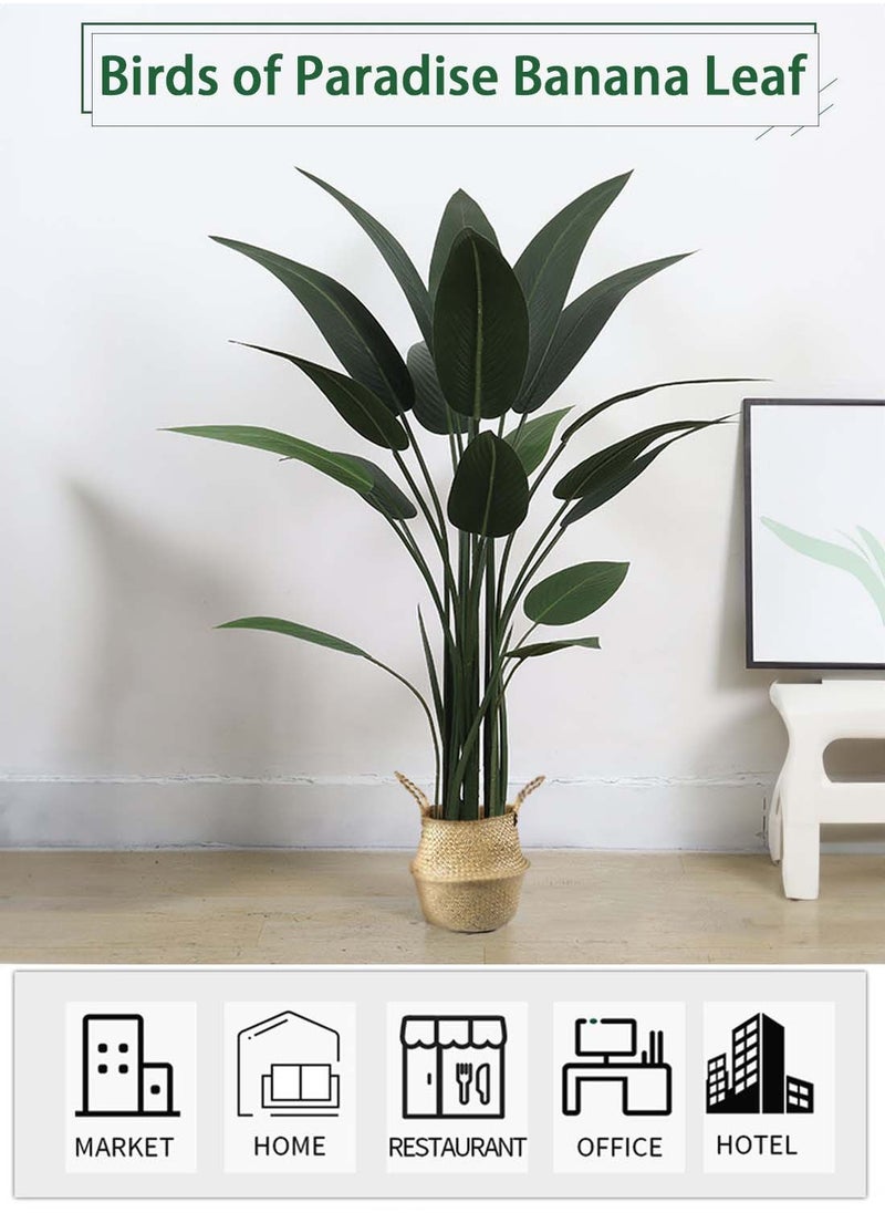 Viden 110CM Artificial Tree Fake Plant Potted Faux Tree Decorative Greenery with Realistic Green Birds of Paradise Banana Leaf & Plastic Pot for Home Decoration Office Indoor Outdoor Balcony Living Room  - Image 2