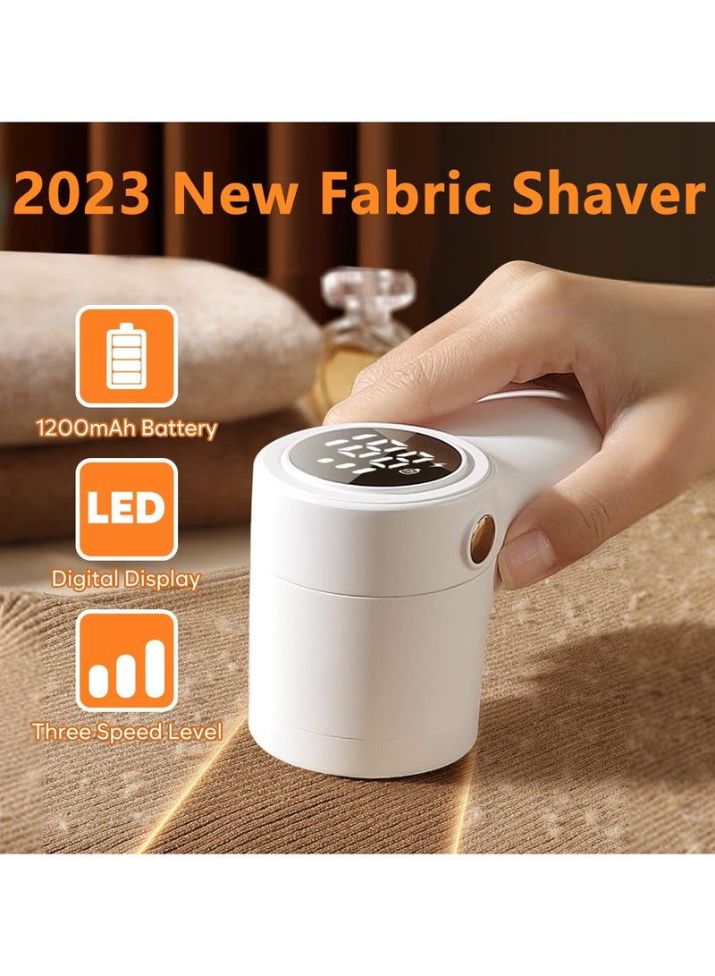 SYOSI Rechargeable Fabric Shaver, Lint Remover for Clothes with Digital Display, Electric Lint Shaver with 6-Leaf Blades, 3-Speeds Defuzzer for Removing Fuzz and Pill from Sweater, Furniture (1Pcs) - Image 2