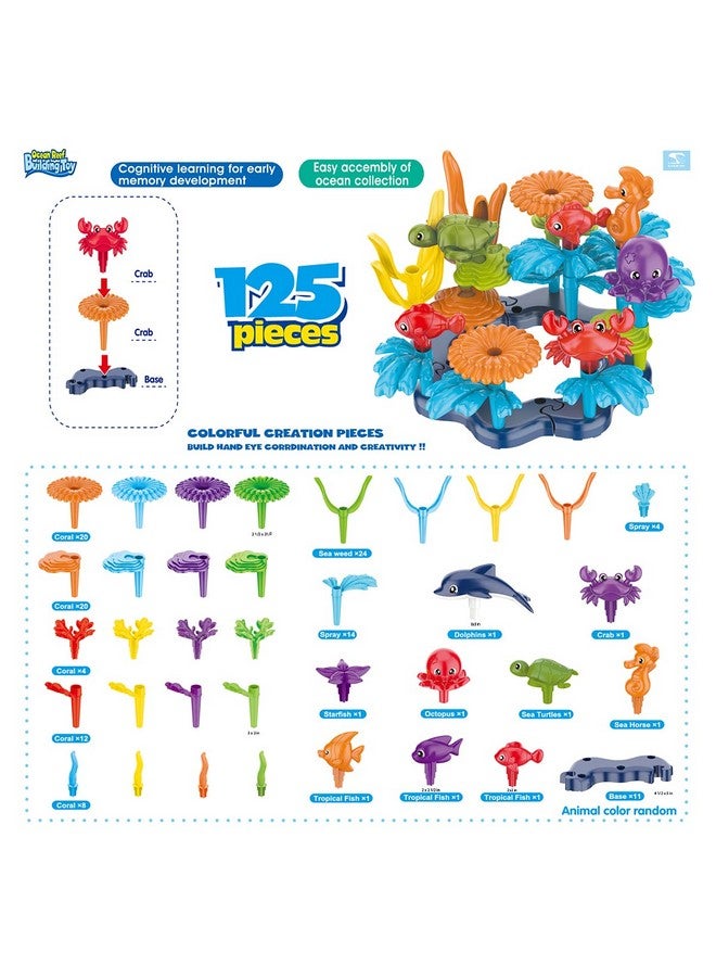 KC Republic Ocean Reef 125 pcs Building Toy Set for Toddlers and Kids Age 3, 4, 5, 6 Year Old Boys and Girls Stacking Reef Garden Building Toy STEM (125 pcs) - Image 3