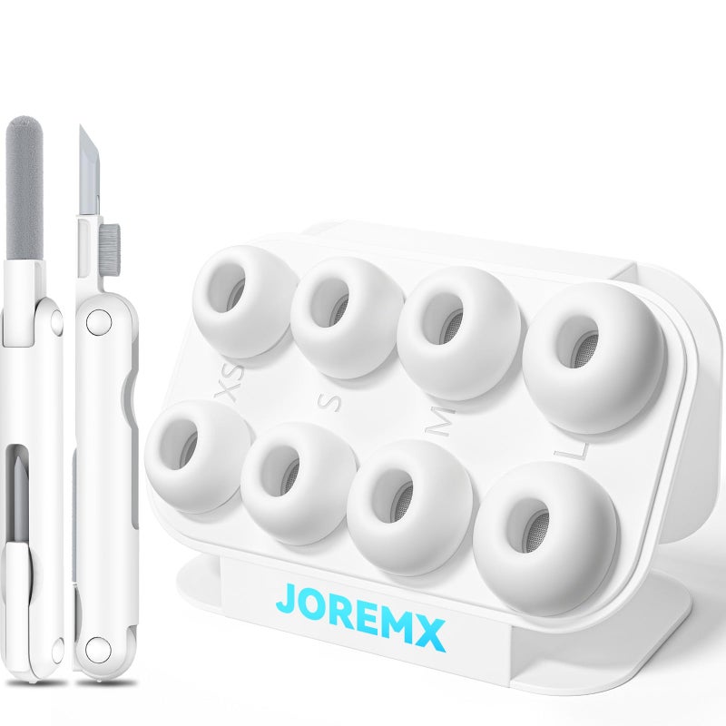 joremx 4 Pairs Silicone Replacement Ear Tips for AirPods Pro (2019) & AirPods Pro 2 (2022) with Cleaning Pen,Noise Reduction Holewith & Built-in dust Guard Screen,USB-C (2023)-4 Sizes (XS/S/M/L) - Image 1