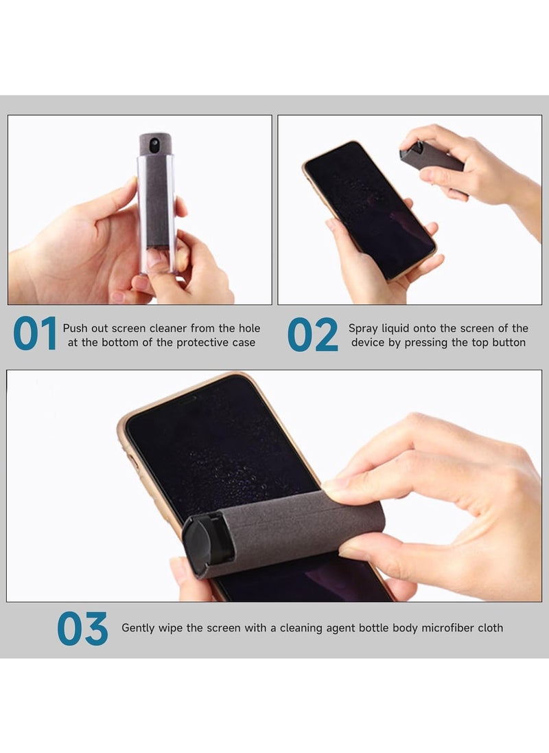 NNEWVANTE - 3-in-1 Screen Cleaner Kit with Microfiber Cloth - Portable Refillable Spray Bottle for Phone, TV, Monitor, Computer, Car Screen - Dark Gra,With protective case - Image 1