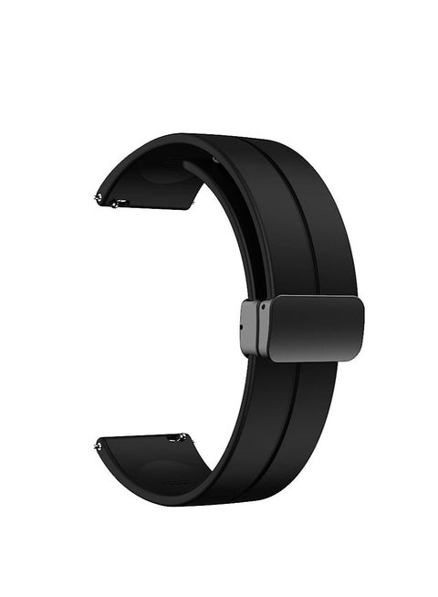 20mm Silicone Strap With Magnetic Folding Buckle For Oraimo OSW16- Smart Watch Black