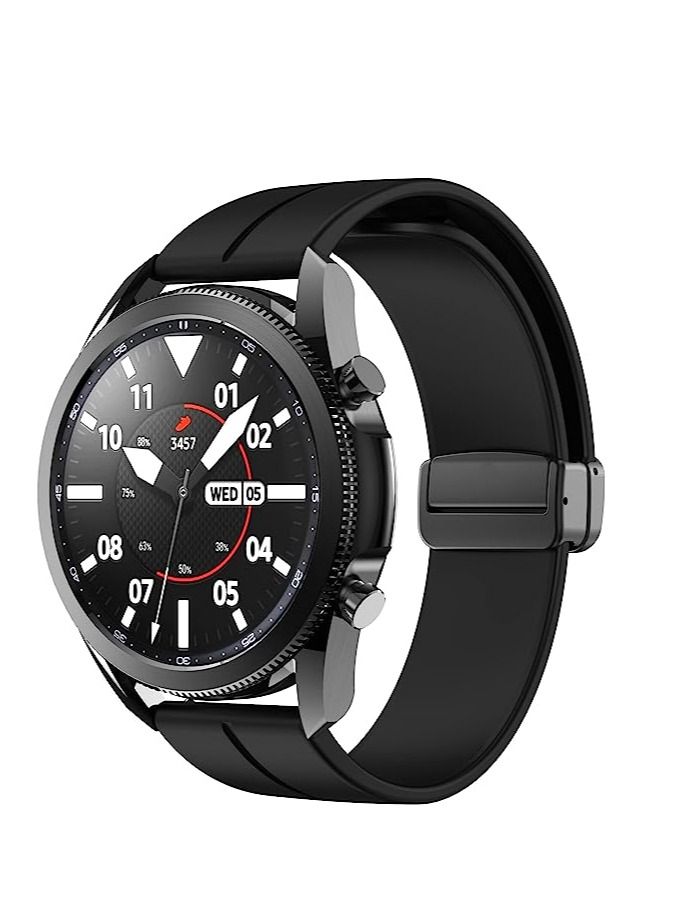 20mm Silicone Strap With Magnetic Folding Buckle For Oraimo OSW16- Smart Watch Black - Image 4