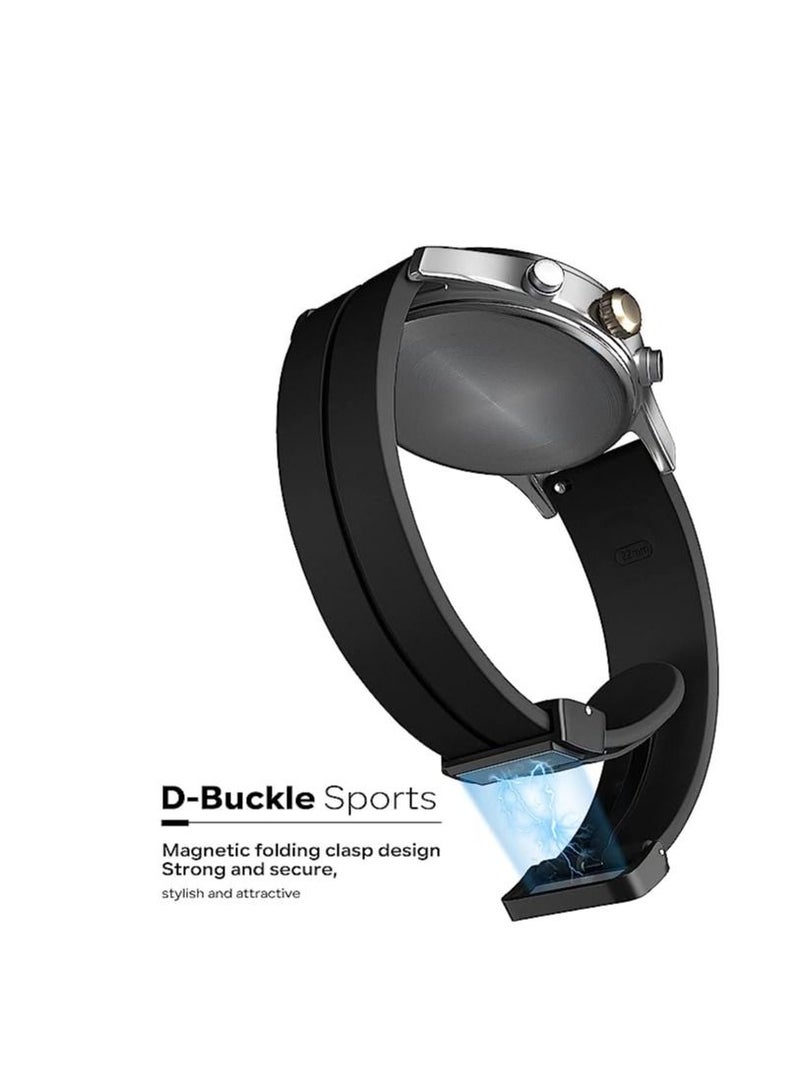 20mm Silicone Strap With Magnetic Folding Buckle For Oraimo OSW16- Smart Watch Black - Image 2