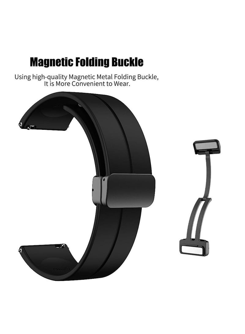 20mm Silicone Strap With Magnetic Folding Buckle For Oraimo OSW16- Smart Watch Black - Image 3