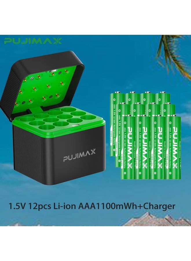 12 Pcs AAA 1100mWh Lithium Battery Charger 1 5V Constant Voltage Large Capacity - Image 1