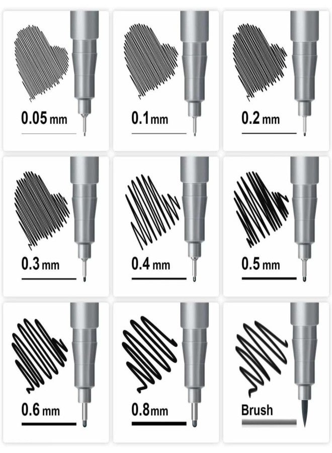 Feelhigh Black Micro-Pen Fineliner Ink Pens, Pigment Liner Multiliner Pens Micro Fine Point Drawing Pens for Sketching, Anime, Manga, Artist Illustration, Journaling, 9 Pieces - Image 2