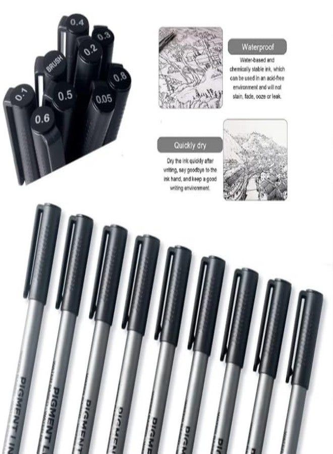 Feelhigh Black Micro-Pen Fineliner Ink Pens, Pigment Liner Multiliner Pens Micro Fine Point Drawing Pens for Sketching, Anime, Manga, Artist Illustration, Journaling, 9 Pieces - Image 4