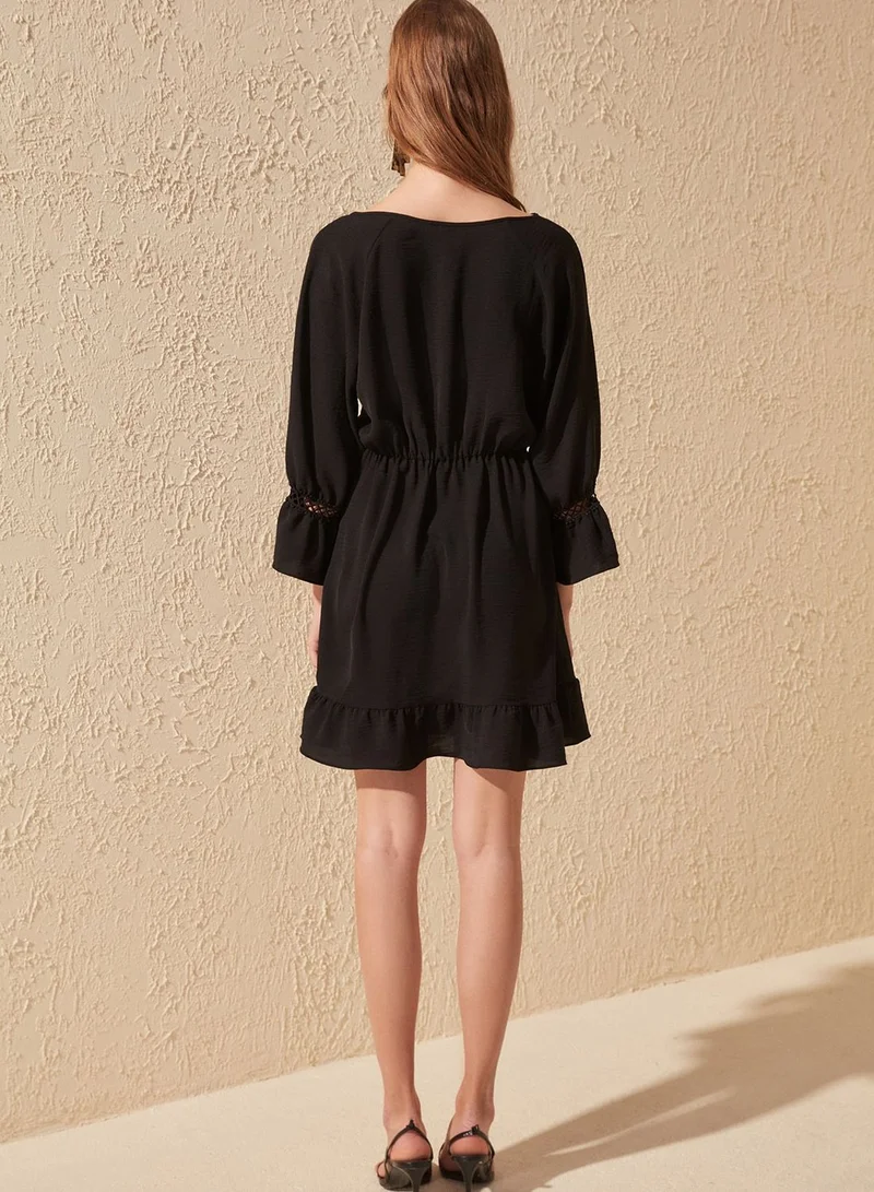 trendyol Flute Sleeve Ruffle Hem Dress
