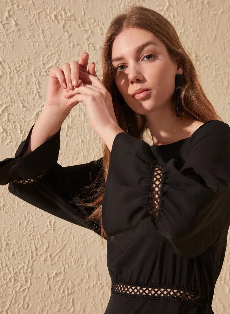 trendyol Flute Sleeve Ruffle Hem Dress