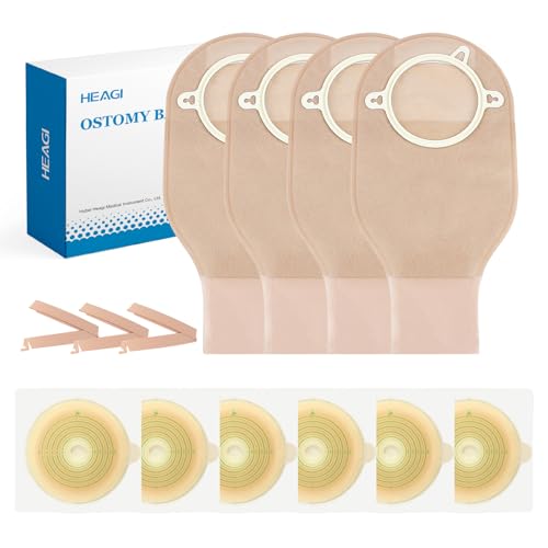 Heagimed 22pcs Ostomy Supplies Colostomy Bags, 2 Piece Colostomy Bags, 25-70 mm Cut-to-Fit Drainable Ostomy Pouch with Clamp Closure for Ileostomy Stoma Care (16 x Ostomy Bags+ 6 x Barriers+3 x Clamps) - Image 1
