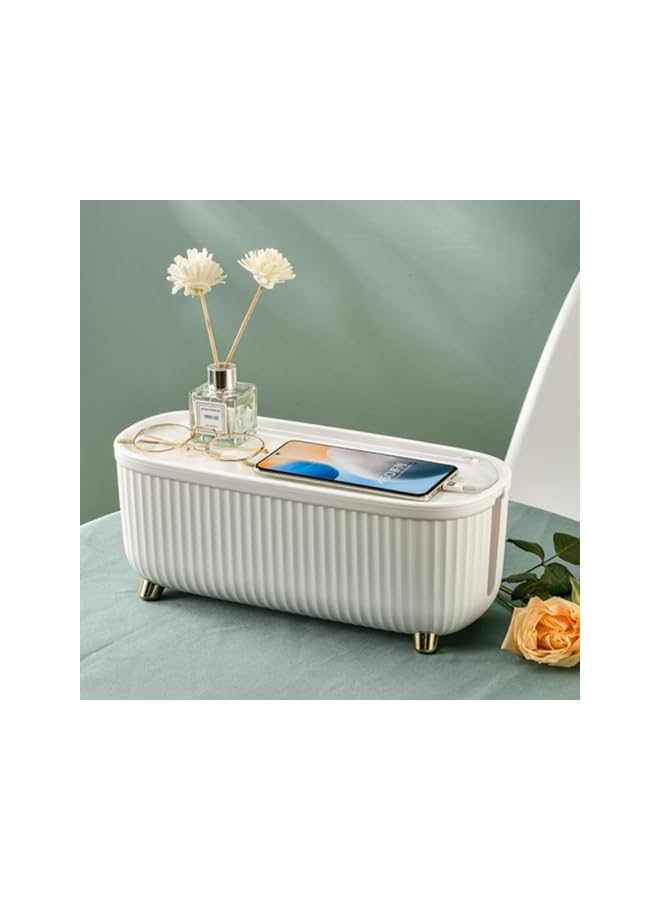 PROMASS صندوق إدارة الكابلات برومس أبيض لإخفاء الأسلاك صندوق منظم مع غطاء لإخفاء شرائط الطاقة إدارة الأسلاك للاستخدام على المكتب والتلفاز والكمبيوتر ونظام محور USB للمكتب المنزلي - Image 2