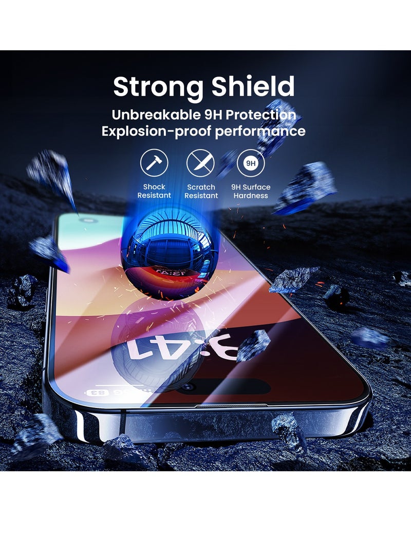 Brave iPhone 15 Pro Max 6.7 inch - Privacy Screen Protector, 9H+ Military Grade Tempered Glass, Edge-to-Edge Full Coverage, Anti-Spy Privacy Filter, Scratch & Shock Resistant, Shatter Resistant, Anti-Fingerprint & Oil-Resistant Coating, Ultra HD Clarity, Fast & Sensitive Touch Response, Easy Bubble-Free Installation, Compatible with Cases, Includes Alignment Tool for Perfect Fit - Clear - Black - Image 3