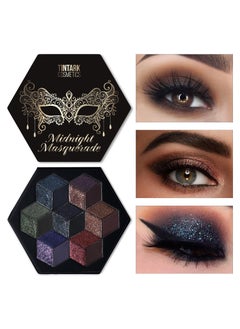 Tintark Black Smokey Eyeshadow Makeup Palette, Dark Smoky Eye Shadow Palettes for Halloween Goth Make up Glitter Shimmer Matte Pallets, Midnight Masquerade 21 Colors Brown Neutral Naked, Talc Free 