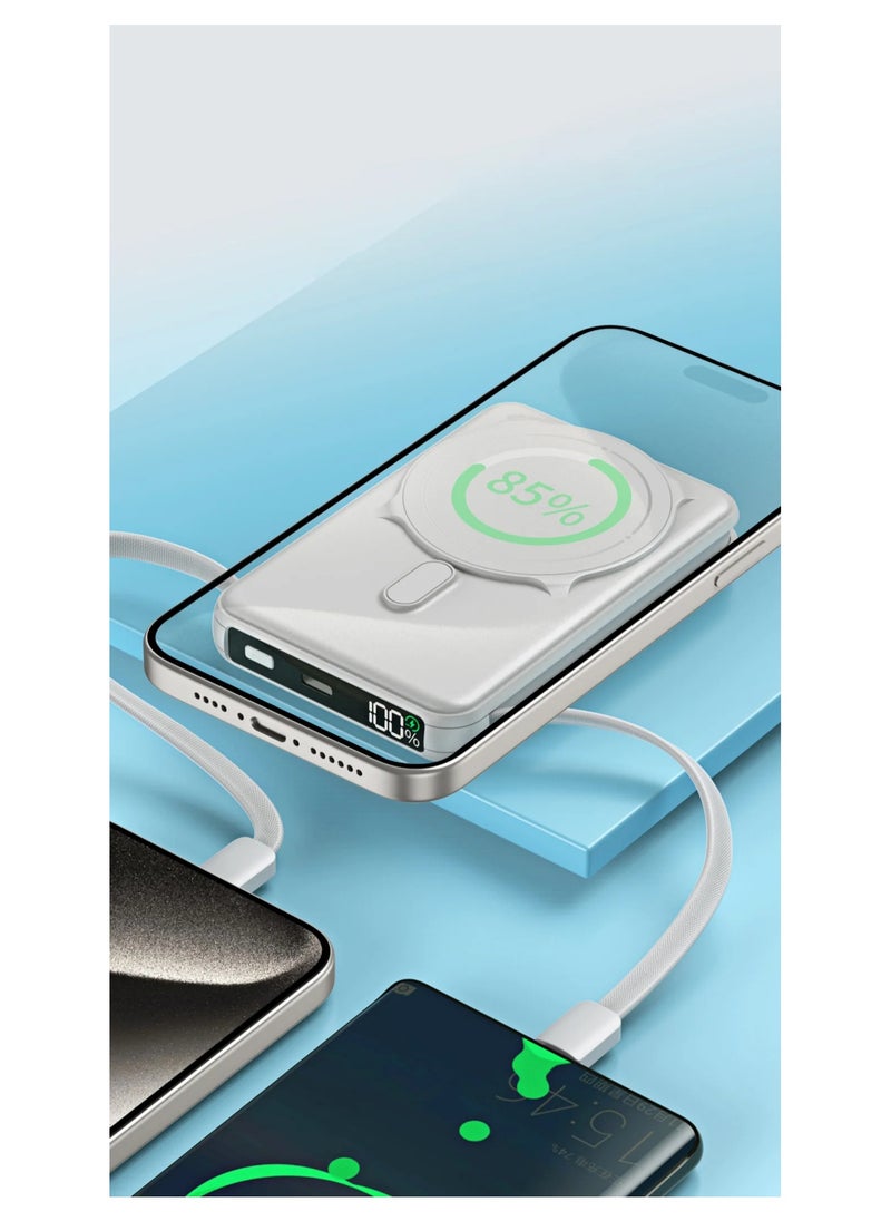 Merlin - Merlin Bolt Max Pro 10000 mAh Wireless MagSafe PowerBank with Built in Type-C, Lightning Cable & Metal Kickstand - Image 1