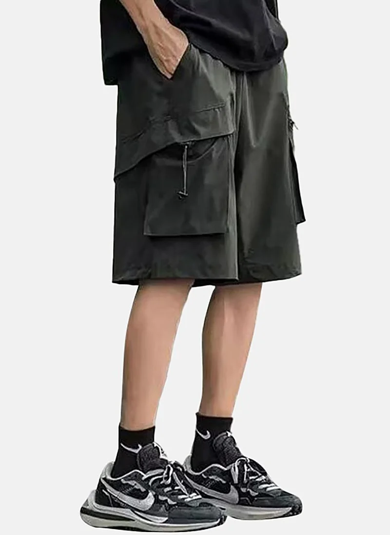يونيكي Olive Mid Rise Soild Relaxed Fit Shorts