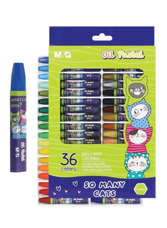 M&G So Many Cats Oil Pastel Set, 36 Brilliant Colours - Image 1