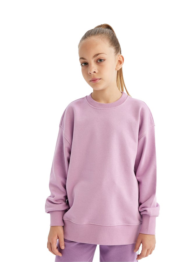 DeFacto Girl Relax Fit Crew Neck Long Sleeve Knitted Sweat Shirt  - Image 2