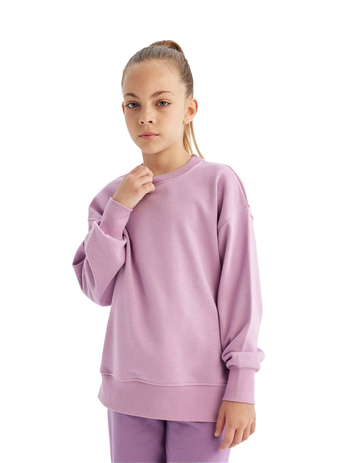 DeFacto Girl Relax Fit Crew Neck Long Sleeve Knitted Sweat Shirt  - Image 3