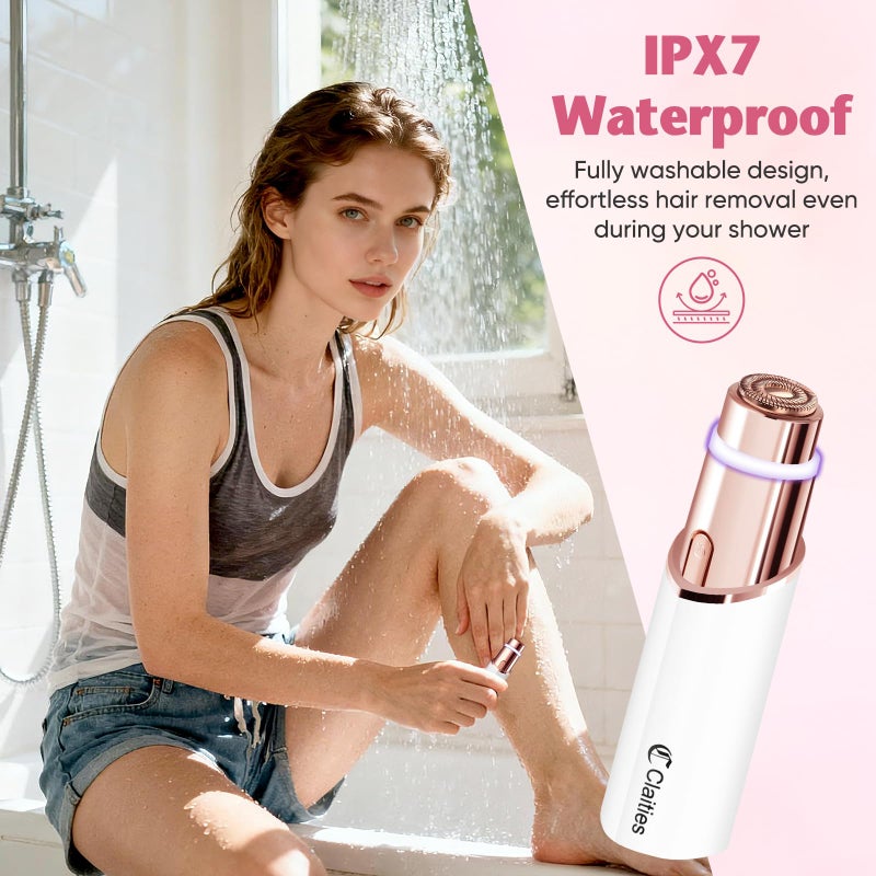 claities Facial Hair Remover for Women- 2-in-1 as Seen on TV Painless Face Shaver -Mini Hair Remover, Electric Razor Shaver Portable Bikini Epilator for Lips, Chin, Armpit, Peach Fuzz,Neck, Cheek - Image 4