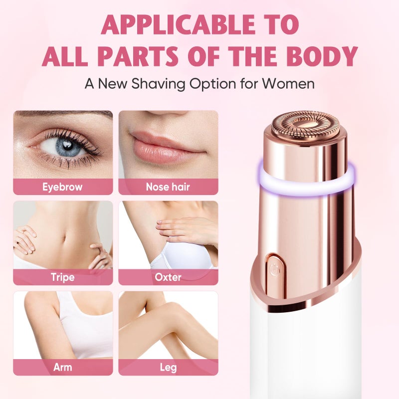 claities Facial Hair Remover for Women- 2-in-1 as Seen on TV Painless Face Shaver -Mini Hair Remover, Electric Razor Shaver Portable Bikini Epilator for Lips, Chin, Armpit, Peach Fuzz,Neck, Cheek - Image 2