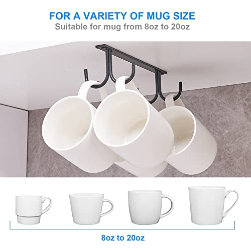 FOMANSH Mug Rack Under Cabinet - Coffee Cup Holder, 12 Mugs Hooks Under Shelf, Display Hanging Cups Drying Hook for Bar Kitchen Utensils Black - Image 3