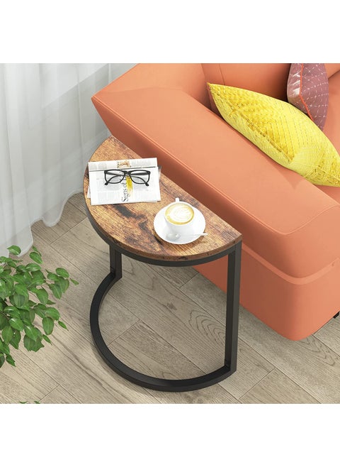 INDIAN DECOR 49127 End Table Half Round Narrow Side Table with Metal Frame Slim C Table for Living Room Sofa Couch Easy Assembly Space Saving 1969 L x 984 W x 2362 H 1PC