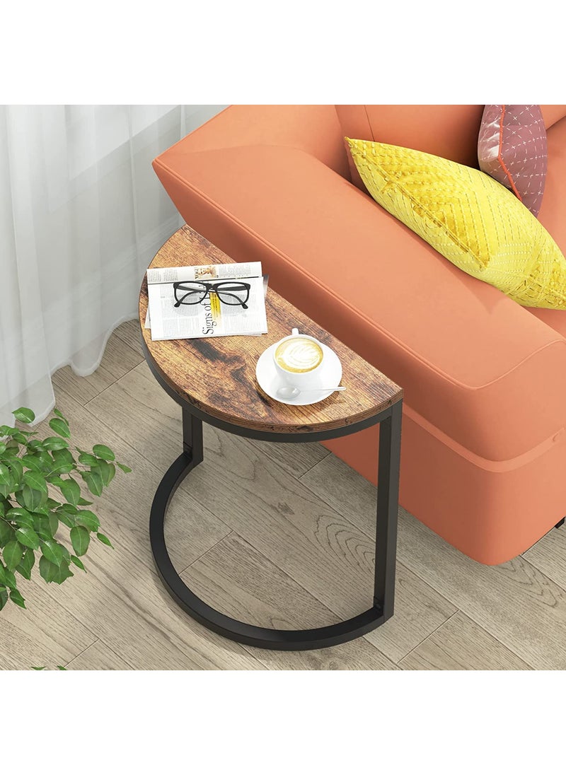 INDIAN DECOR - INDIAN DECOR 49127 End Table Half Round Narrow Side Table with Metal Frame Slim C Table for Living Room Sofa Couch Easy Assembly Space Saving 1969 L x 984 W x 2362 H 1PC - Image 1
