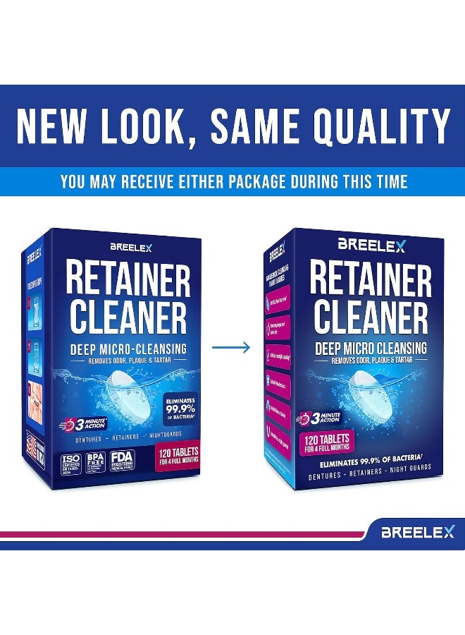 Breelex Breelex Denture Cleaning Tablets - 120 Retainer Cleaner Tablets for Aligner, Mouth & Night Guard  - Image 2