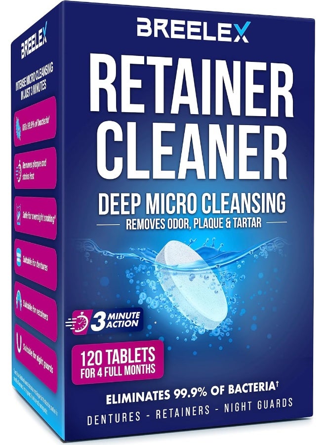 Breelex Breelex Denture Cleaning Tablets - 120 Retainer Cleaner Tablets for Aligner, Mouth & Night Guard  - Image 1