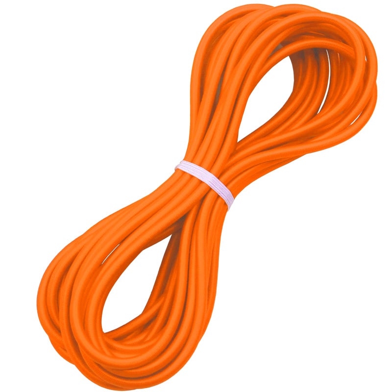 Huouo 1/4"" Elastic Bungee Shock Cords  50 Feet Marine Grade Kayak Heavy Stretch String Rope & Tie Down Trailer Straps for DIY Projects Orange - Image 1