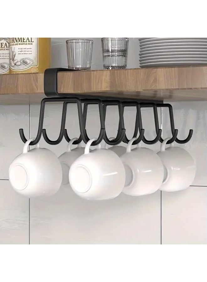 Black Adhesive Hooks 1pc No Drill Cabinet Organizer For Kitchen Bedroom Storage - Image 5