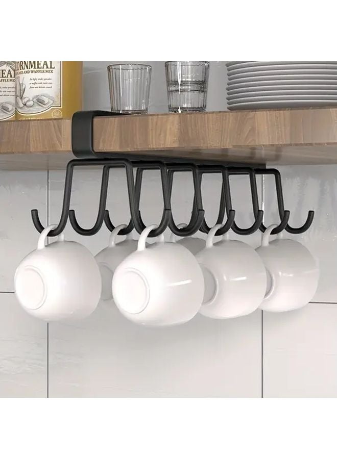 Black Adhesive Hooks 1pc No Drill Cabinet Organizer For Kitchen Bedroom Storage - Image 1