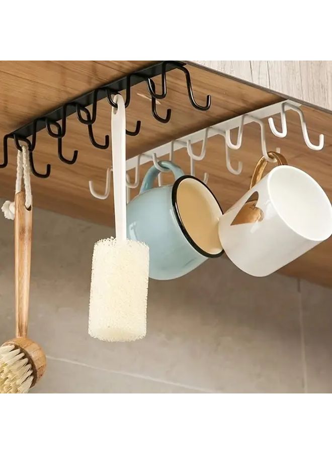 Black Adhesive Hooks 1pc No Drill Cabinet Organizer For Kitchen Bedroom Storage - Image 2