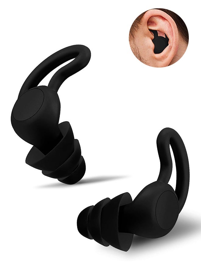 imebobo Noise Reduction Ear Plugs, NRR 40dB Ultra Comfortable Silicone Reusable Ear Plugs for Sleeping, Snoring Swimming, Studying, Concerts, Noise Cancelling and Hearing Protection Black - Image 1