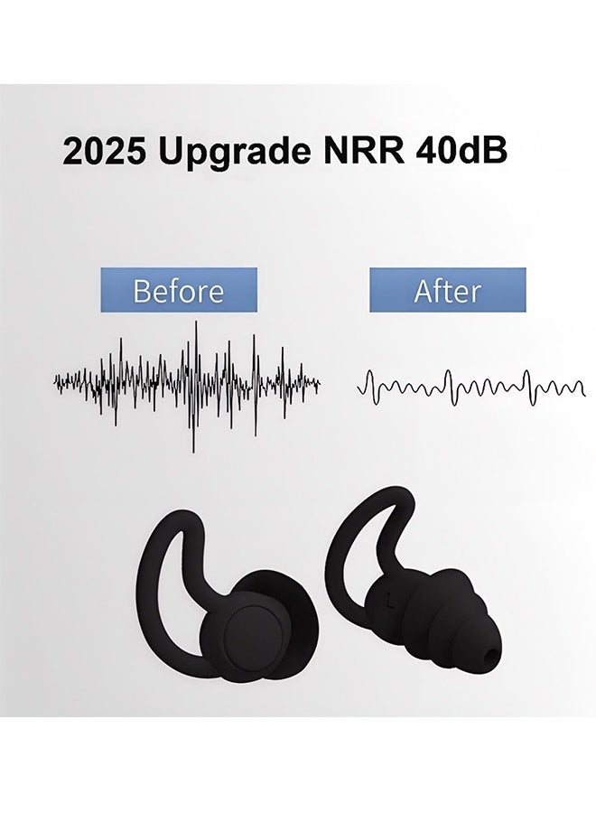 imebobo Noise Reduction Ear Plugs, NRR 40dB Ultra Comfortable Silicone Reusable Ear Plugs for Sleeping, Snoring Swimming, Studying, Concerts, Noise Cancelling and Hearing Protection Black - Image 3
