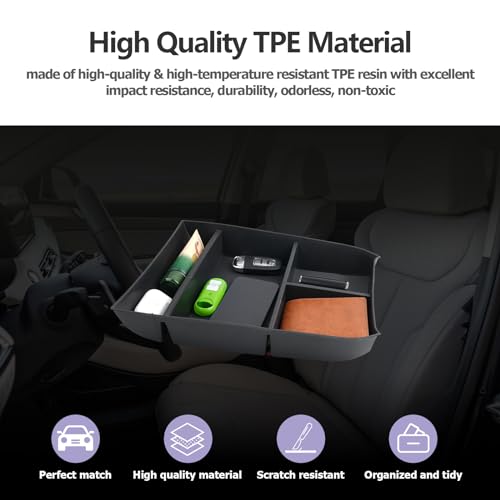 LUWU 2020-2025 Hyundai Palisade SE/SEL/XRT/Limited/Calligraphy Center Console Organizer Armrest Organizer Insert Tray with 4 Compartments, Non-Slip Mats, Black - Image 3