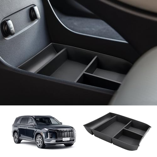 LUWU 2020-2025 Hyundai Palisade SE/SEL/XRT/Limited/Calligraphy Center Console Organizer Armrest Organizer Insert Tray with 4 Compartments, Non-Slip Mats, Black - Image 1