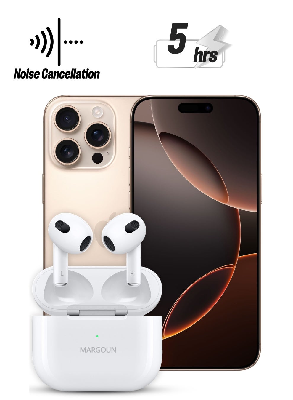 margoun Margoun Wireless Earbuds For Ultimate Listening Experience For Apple iPhone 16 Pro Max 3 N70135341V