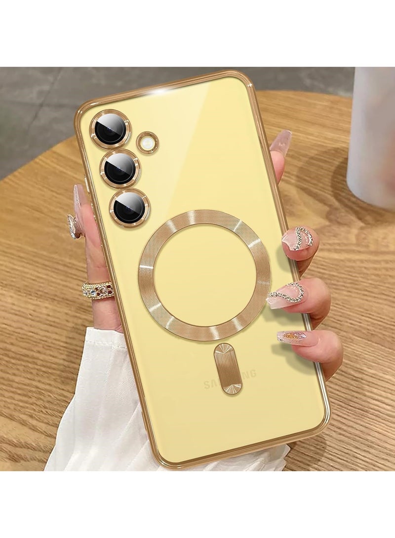 Magnetic Case for samsung a15 Compatible with Wireless Charging, Cover Camera Lens Protector, Slim Protective anti Yellowing Clear Case for samsung a15 cover