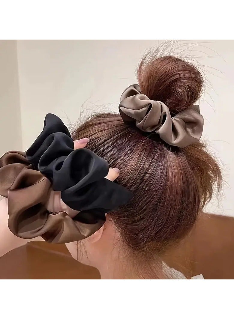 Goolsky 3 قطع حلقة شعر ساتان أنيقة بسيطة، غطاء رأس قماش بلون موحد للنساء، هدية للاستخدام اليومي في العطلات - Image 2