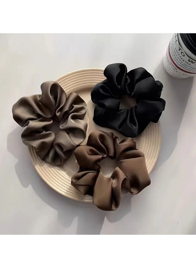 Goolsky 3 قطع حلقة شعر ساتان أنيقة بسيطة، غطاء رأس قماش بلون موحد للنساء، هدية للاستخدام اليومي في العطلات - Image 4