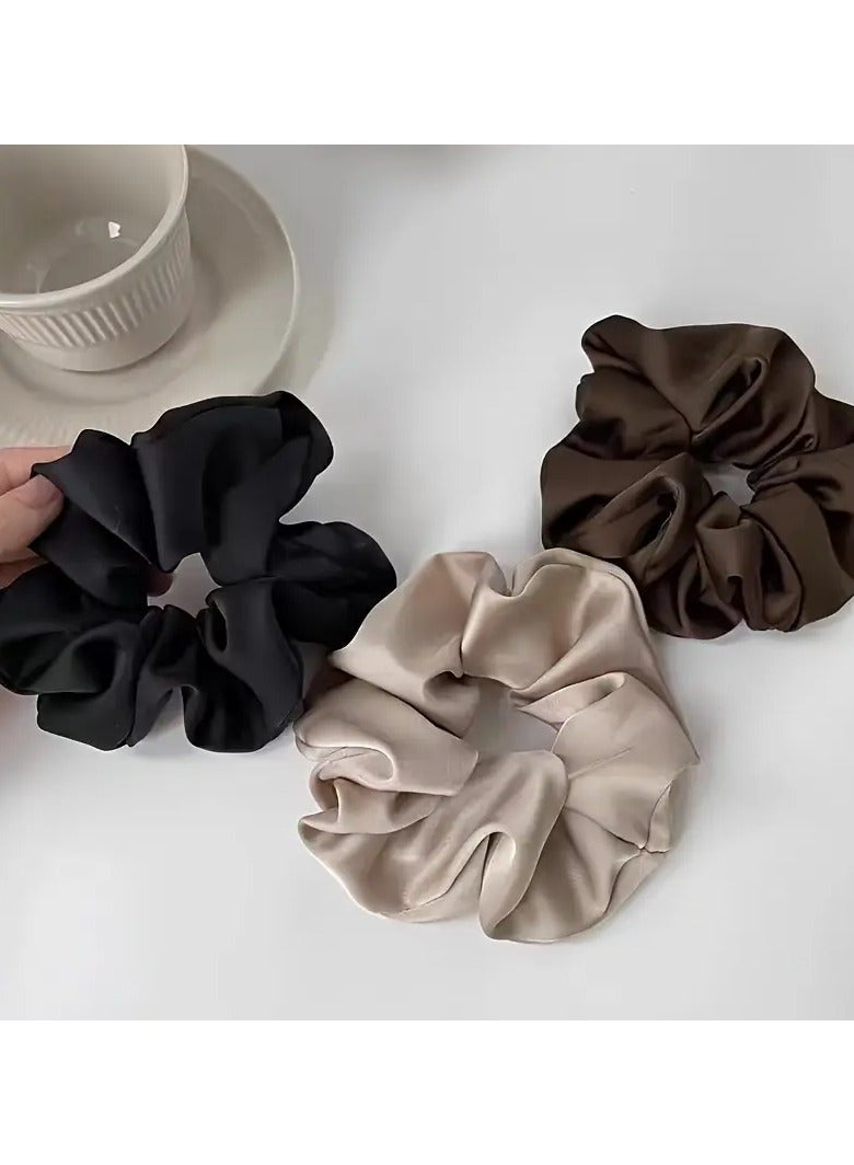 Goolsky 3 قطع حلقة شعر ساتان أنيقة بسيطة، غطاء رأس قماش بلون موحد للنساء، هدية للاستخدام اليومي في العطلات - Image 5