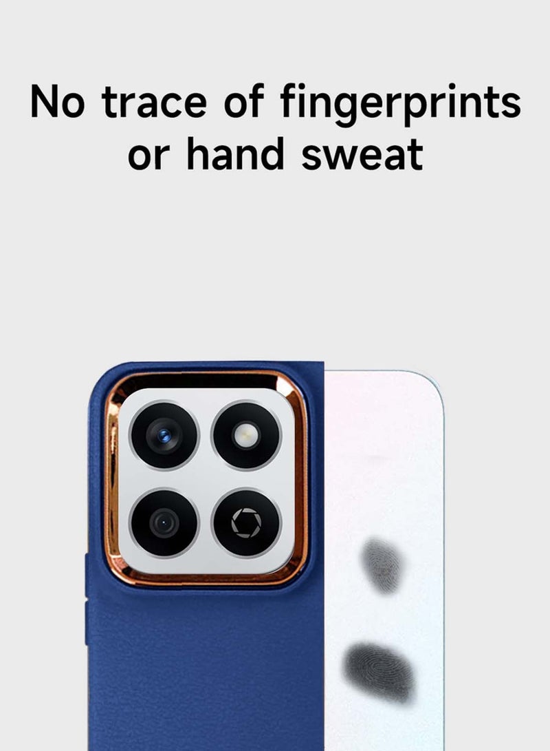 دبليو تيك هونر X7c 4G 2024 سائل سيليكون هاتف فائق النحافة غطاء غطاء حدود الكاميرا المطلي بالكهرباء - أزرق داكن - Image 2