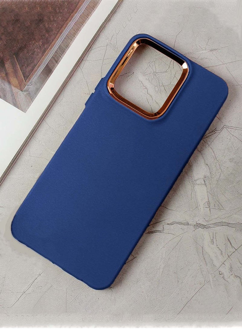 دبليو تيك هونر X7c 4G 2024 سائل سيليكون هاتف فائق النحافة غطاء غطاء حدود الكاميرا المطلي بالكهرباء - أزرق داكن - Image 3